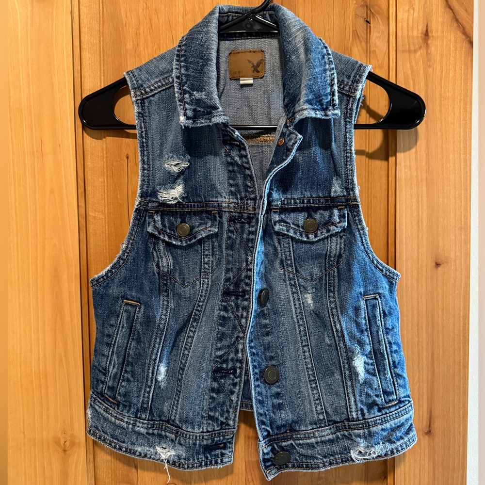 American Eagle Outfitters Blue Denim Vest